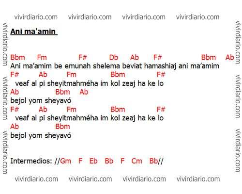 Letra de Yosef Karduner Ani ma'amin Chords Lyrics