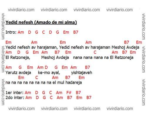 Letra Chords Lyrics Yedid nefesh