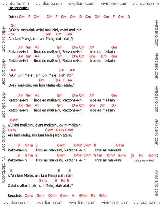 Letra en espa�ol de Retzonaini
