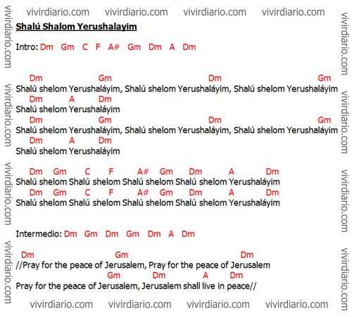 Letra y traducci�n de Orar por la paz de Jerusal�n