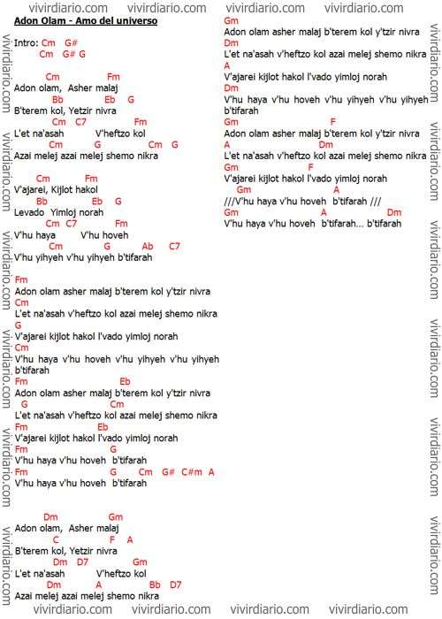 Letra en espa�ol Adon Olam 